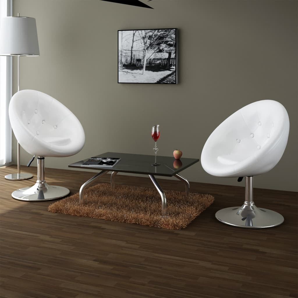 Bar stools, 2 pcs., white, eco-leather