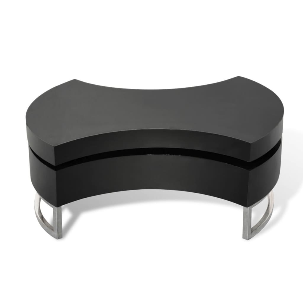 Adjustable coffee table, glossy black