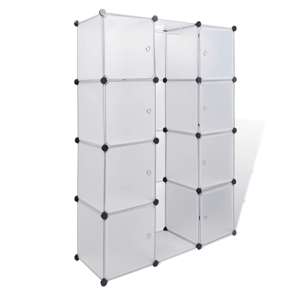 Modular wardrobe with 9 compartments, 109x36.5x143 cm, white