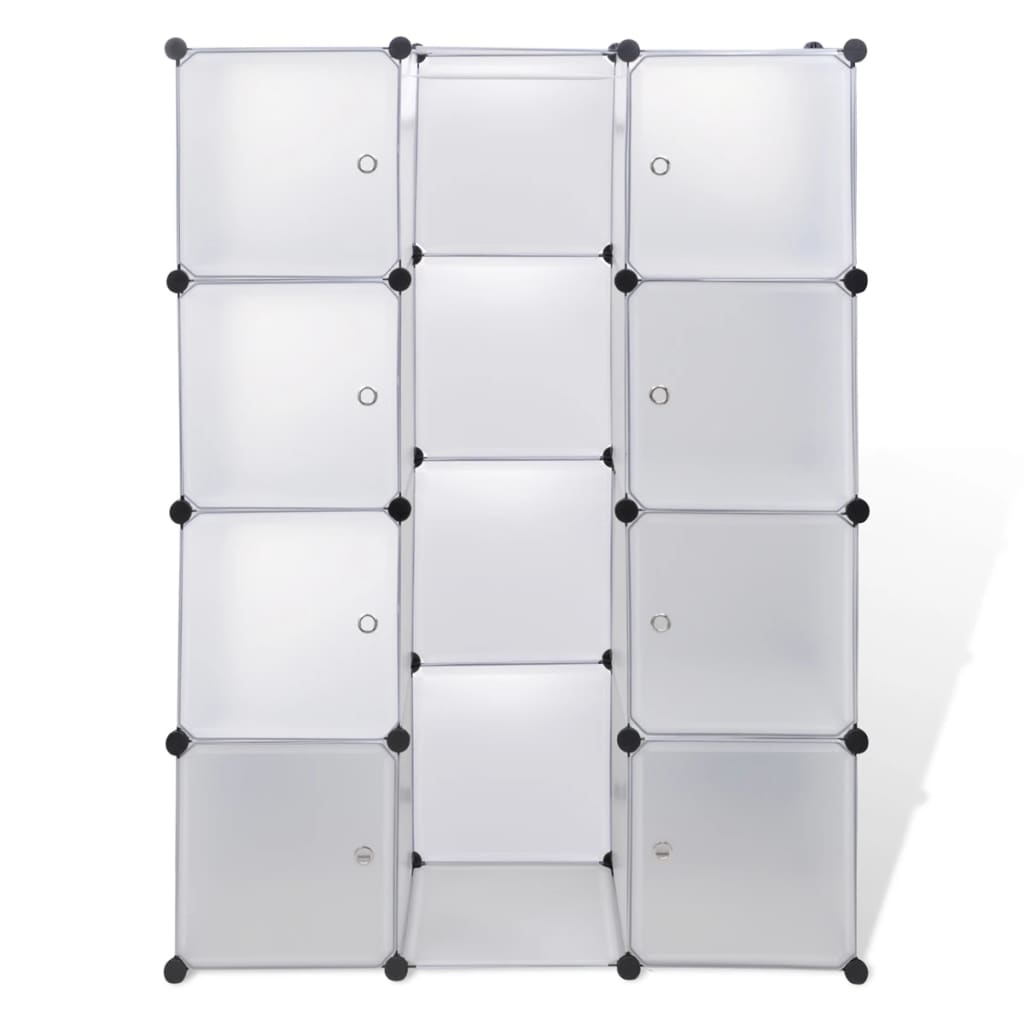 Modular wardrobe with 9 compartments, 109x36.5x143 cm, white