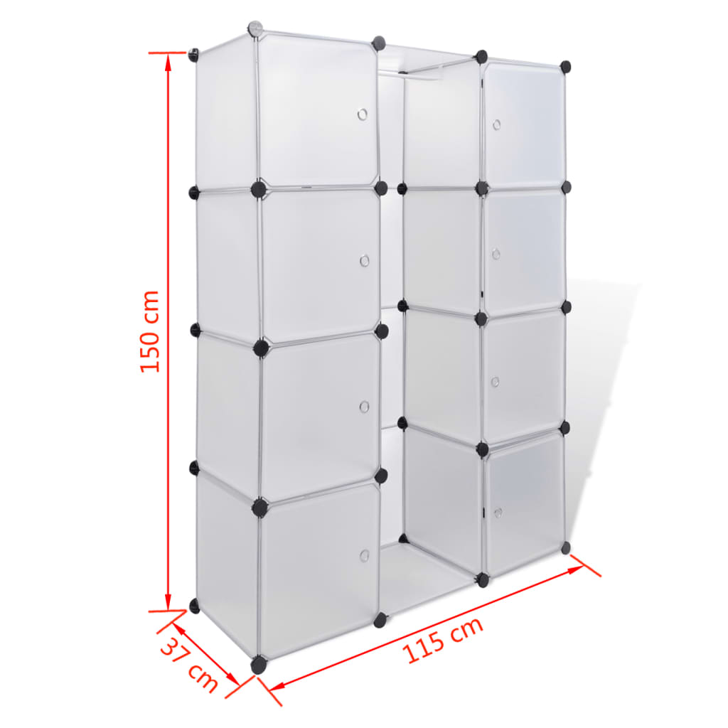 Dulap modular cu 9 compartimente, 109x36,5x143 cm, alb