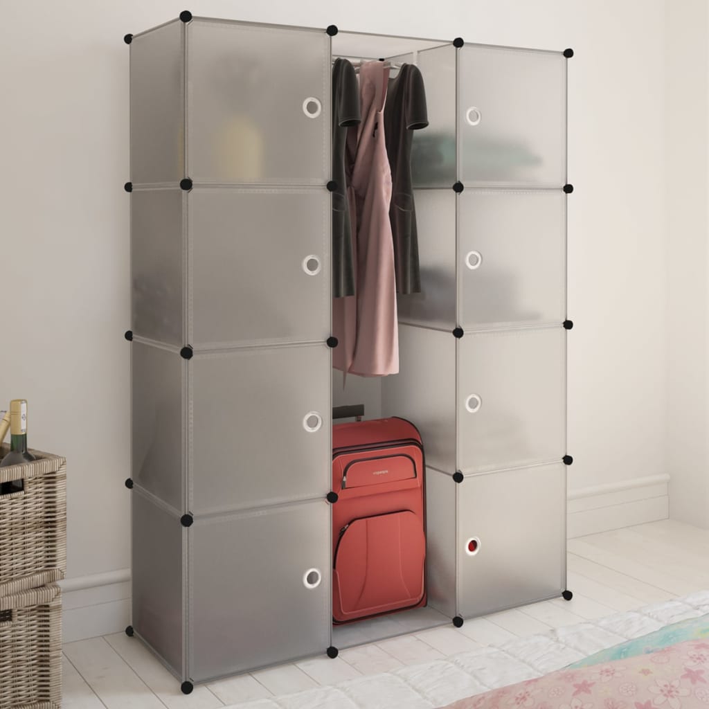 Modular wardrobe with 9 compartments, 109x36.5x143 cm, white