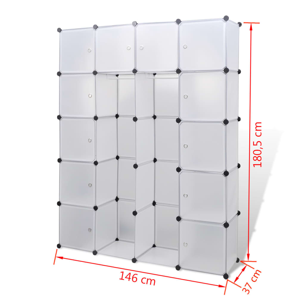 Dulap modular cu 14 compartimente alb 37 x 146 x 180,5 cm