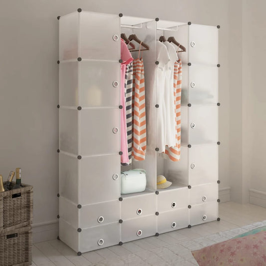 Modular wardrobe with 18 compartments white 37 x 146 x 180.5 cm