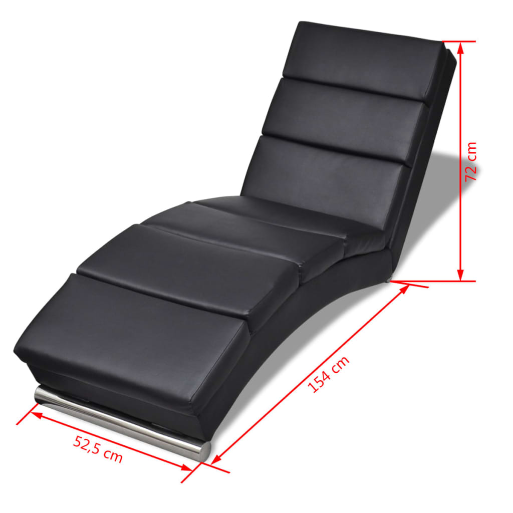 Chaise longue, black, eco-leather