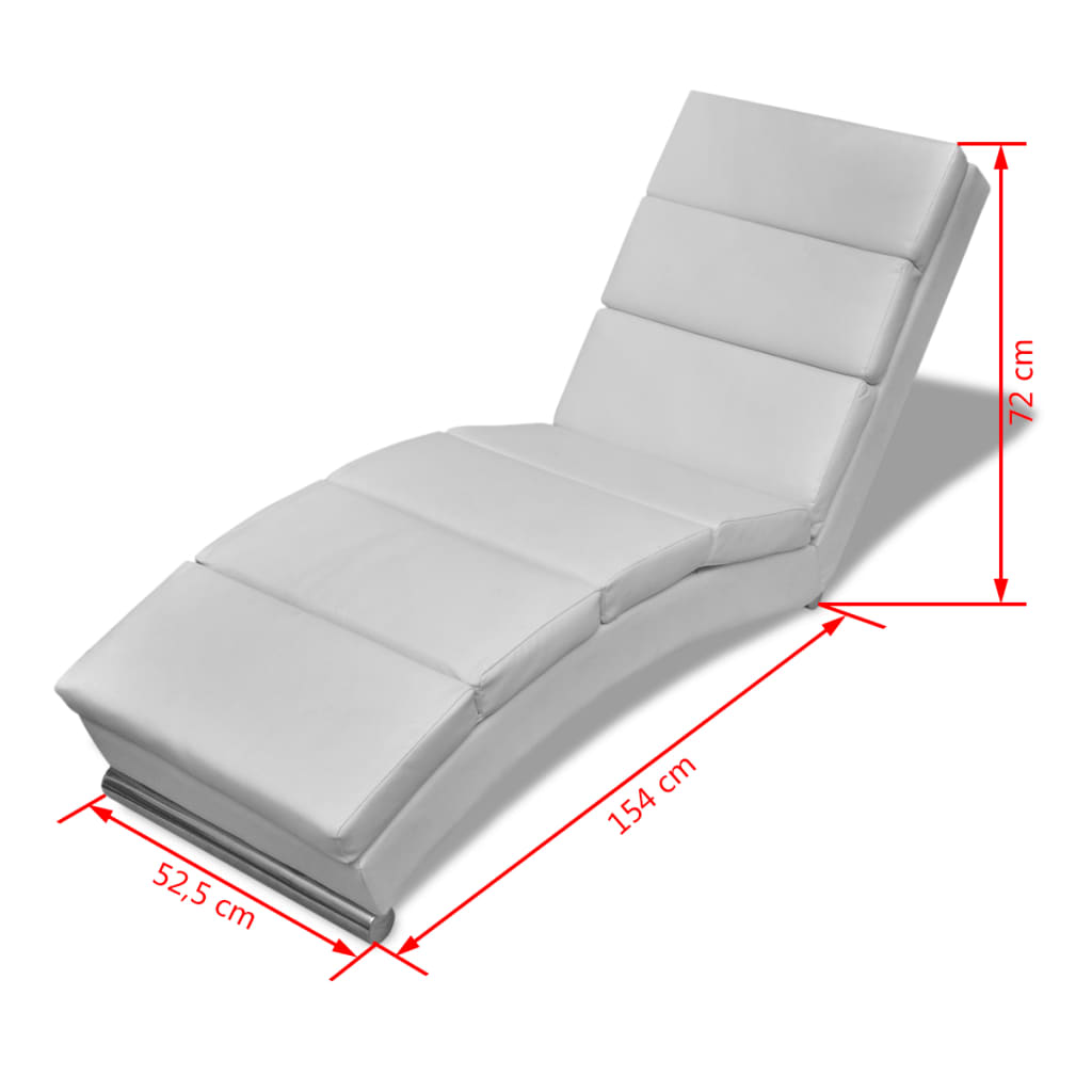 Chaise longue, white, eco-leather