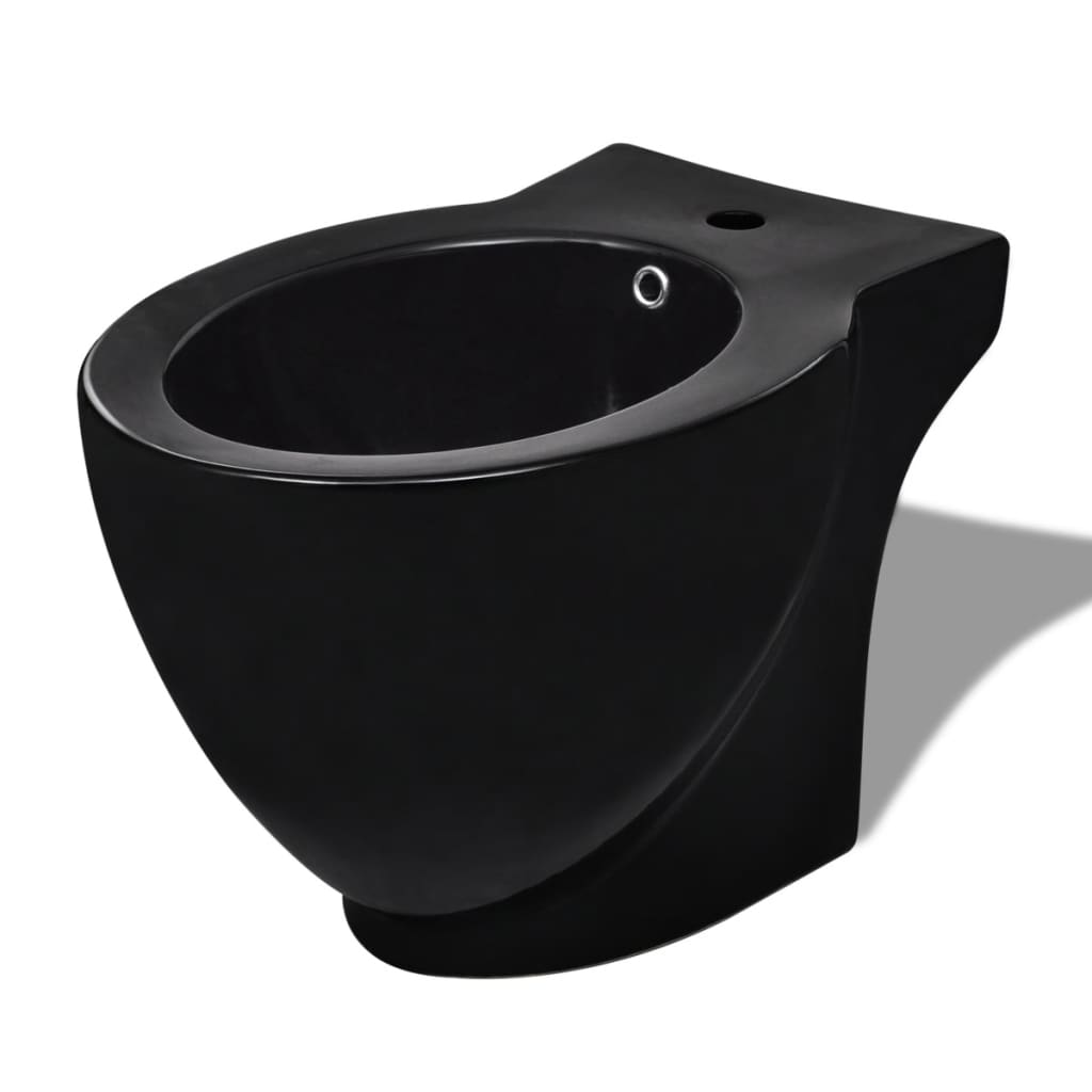 Round floor-standing bidet, black, high-quality ceramic