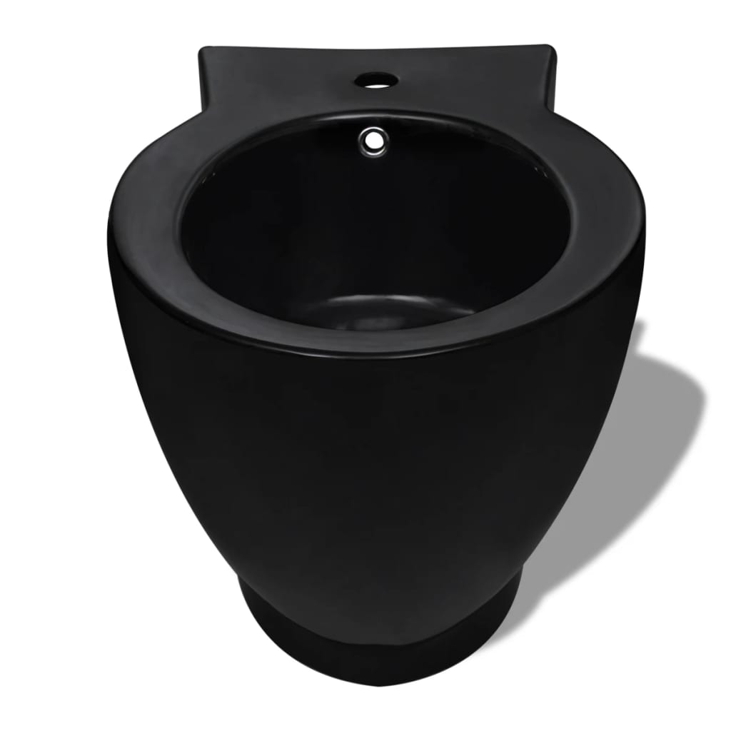 Round floor-standing bidet, black, high-quality ceramic