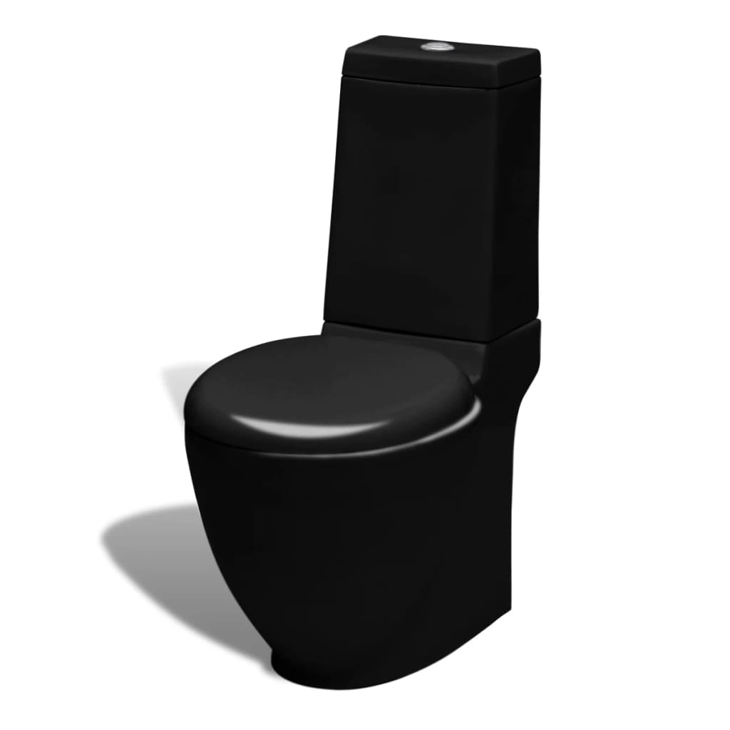 Toilet &amp; bidet set, black, ceramic