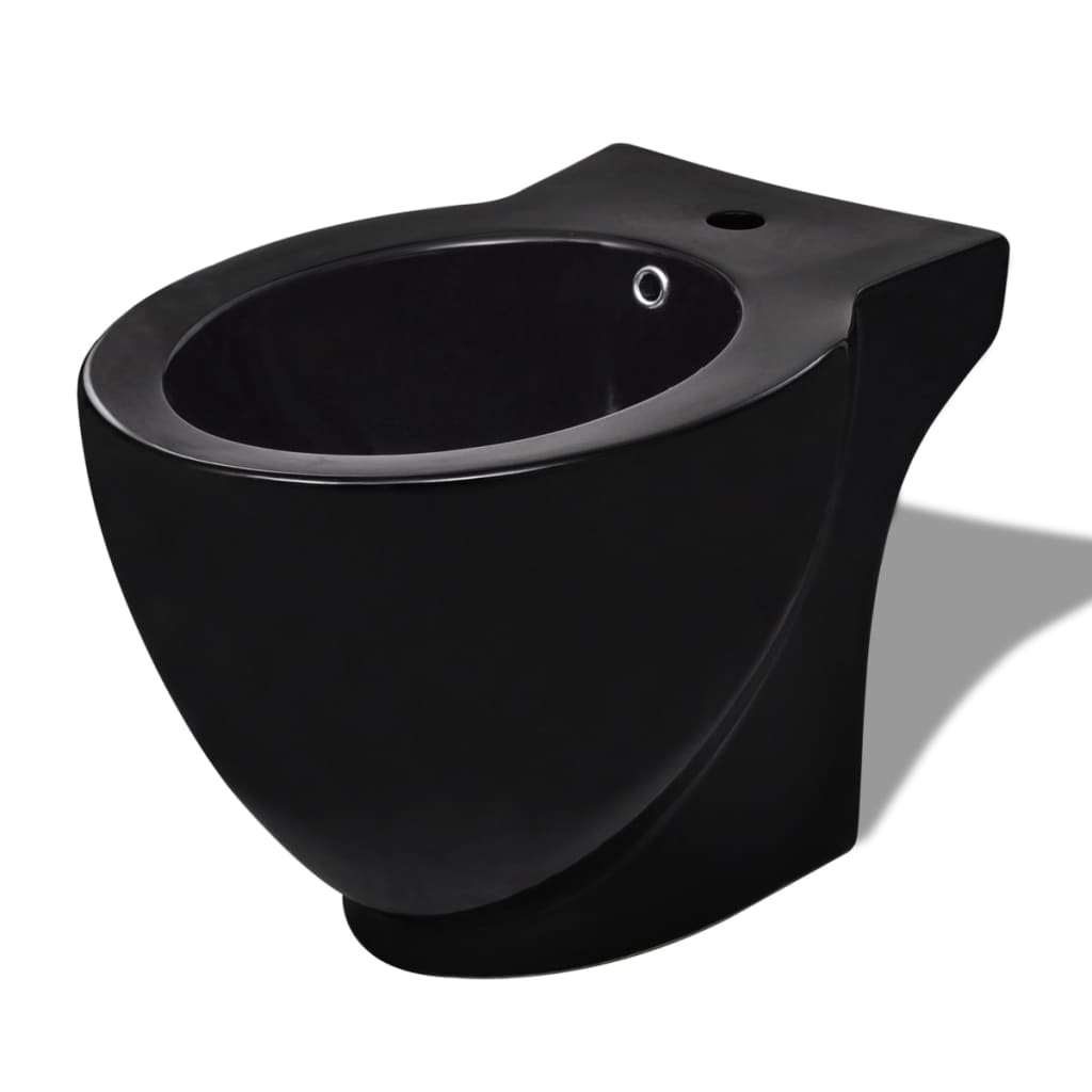 Toilet &amp; bidet set, black, ceramic