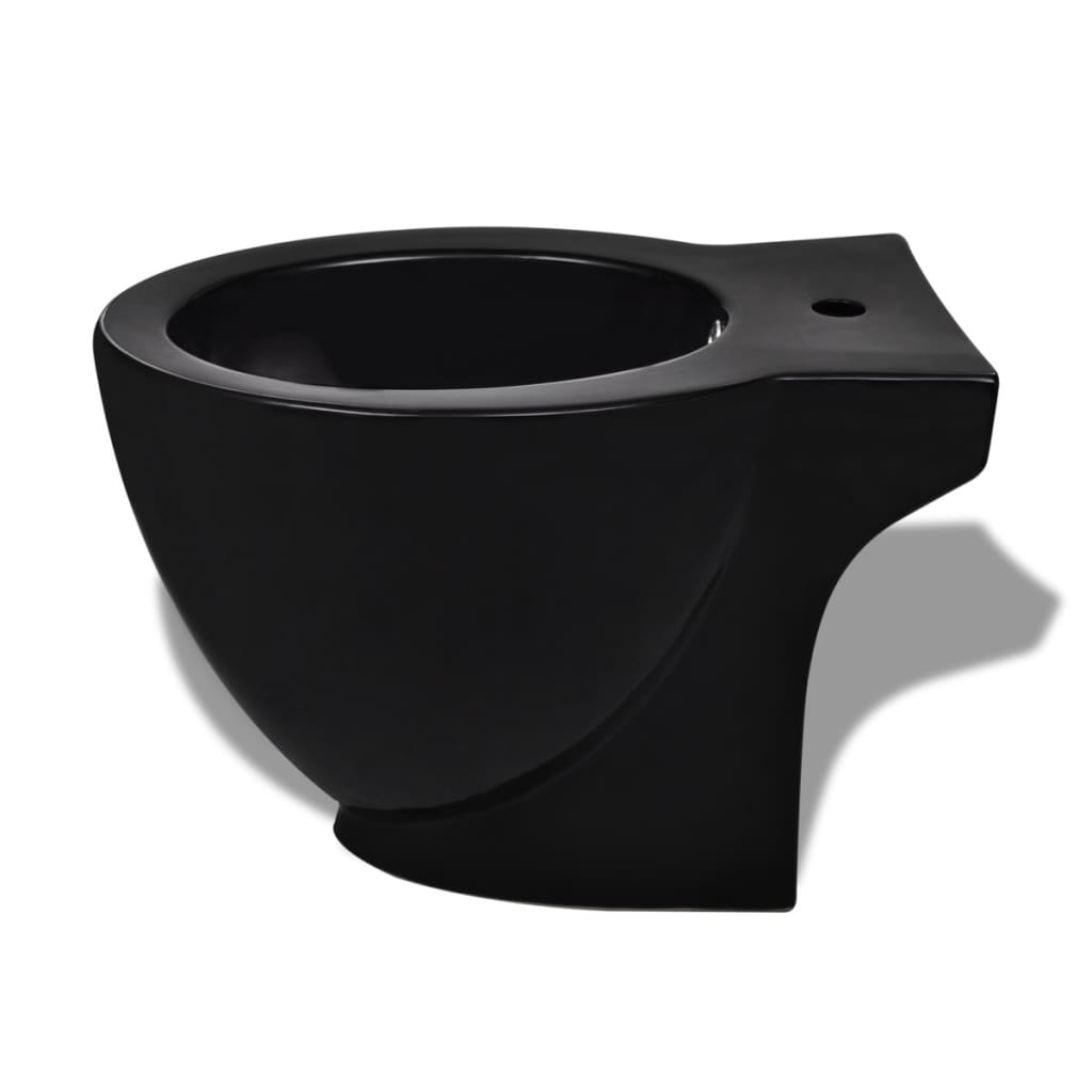 Toilet &amp; bidet set, black, ceramic