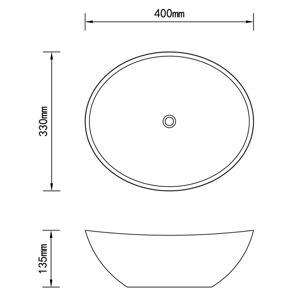 Oval sink, white, 40 x 33 cm, premium ceramic