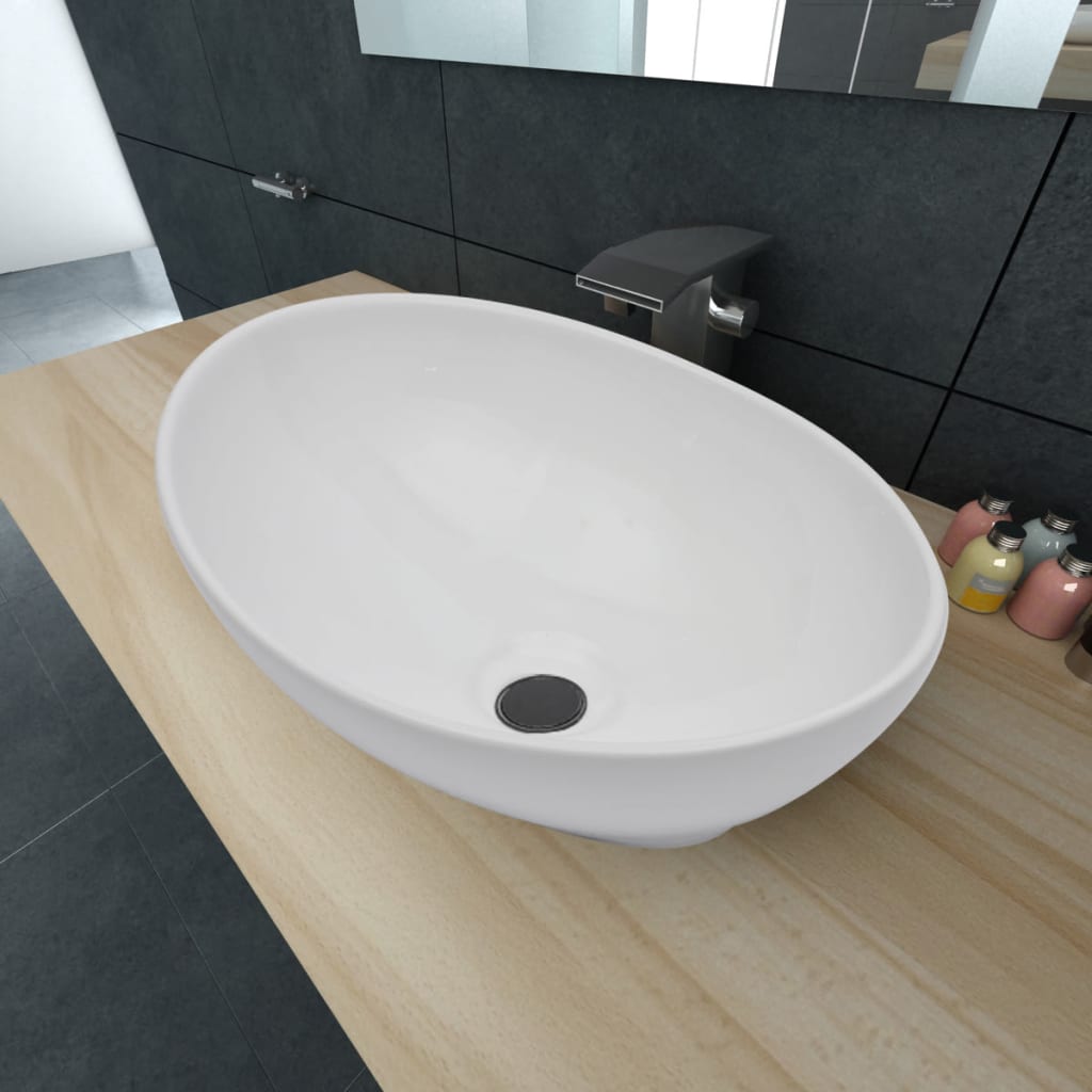 Oval sink, white, 40 x 33 cm, premium ceramic