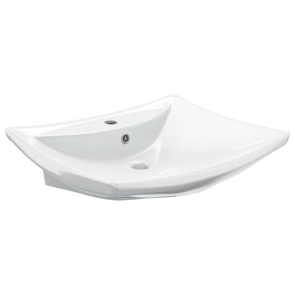 Rectangular sink with overflow &amp; tap hole, ceramic