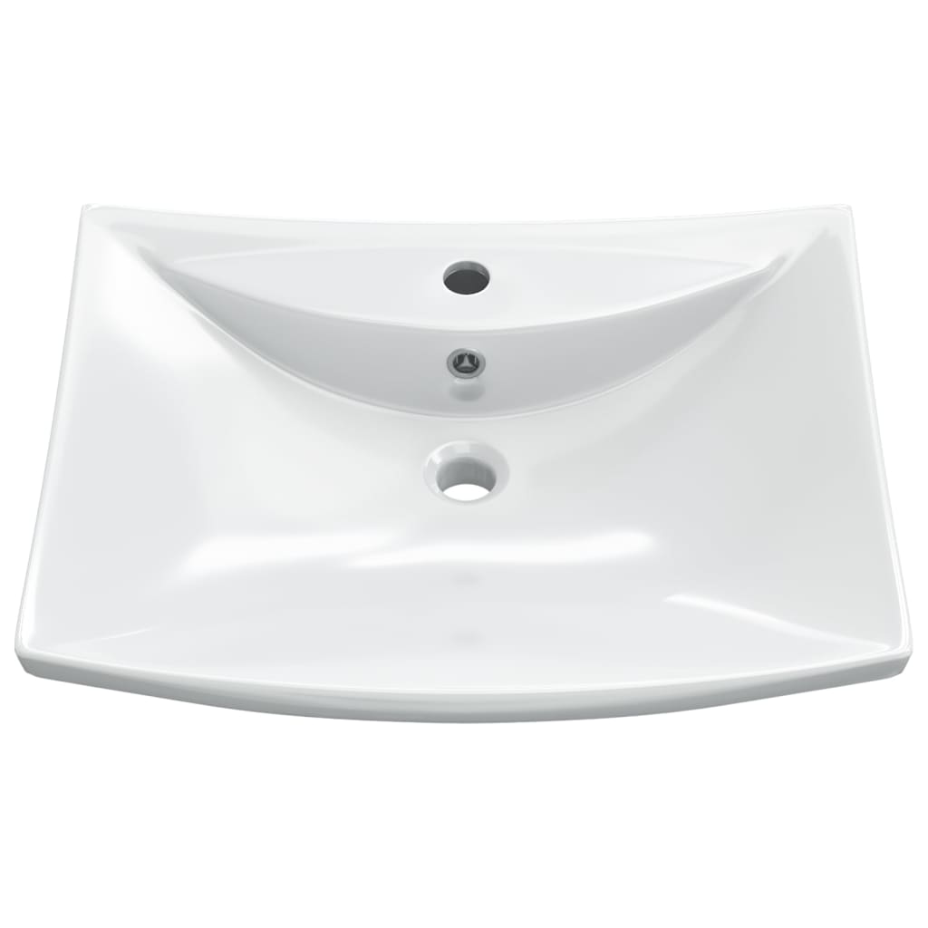 Rectangular sink with overflow &amp; tap hole, ceramic