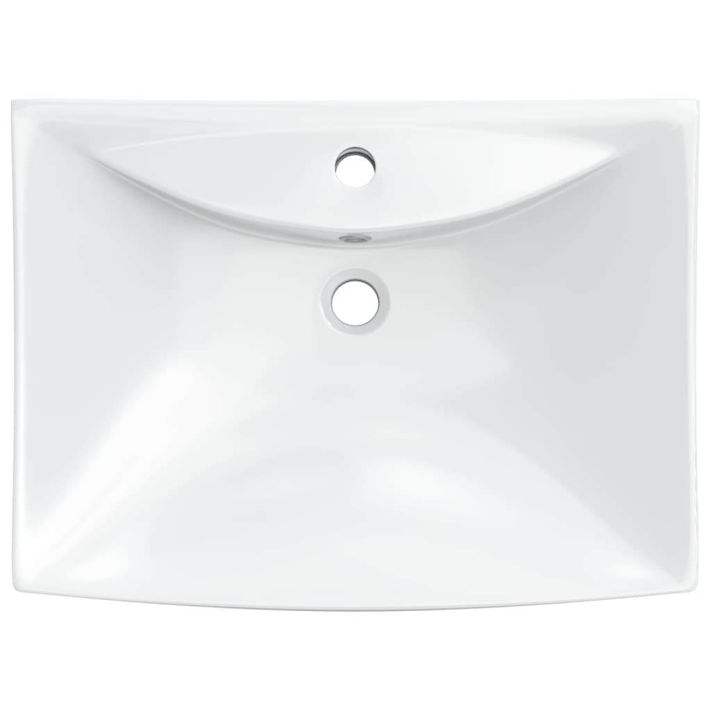 Rectangular sink with overflow &amp; tap hole, ceramic