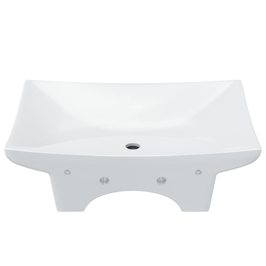 Rectangular sink with overflow &amp; tap hole, ceramic