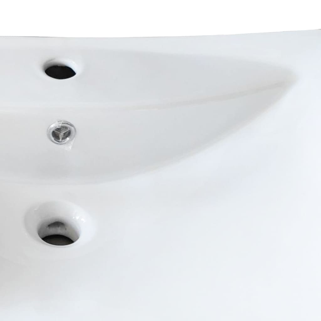 Rectangular sink with overflow &amp; tap hole, ceramic