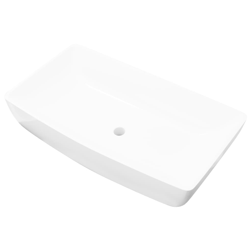 Rectangular sink, white, 71 x 39 cm, luxury ceramic