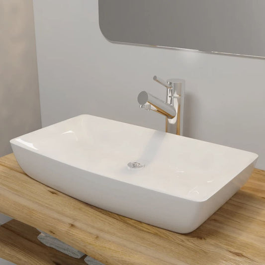 Rectangular sink, white, 71 x 39 cm, luxury ceramic