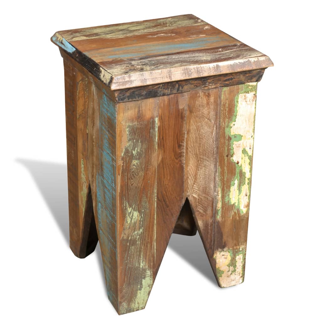 Stool, solid recycled wood