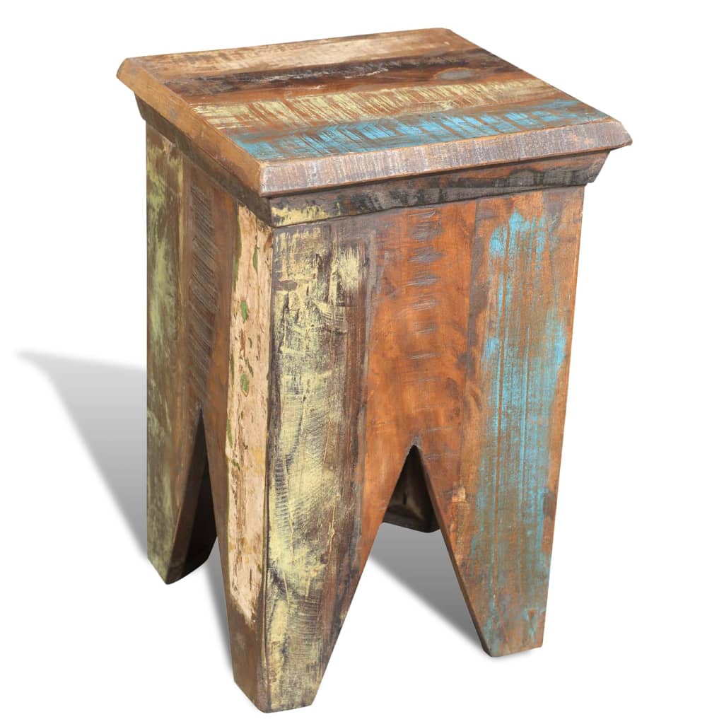 Stool, solid recycled wood