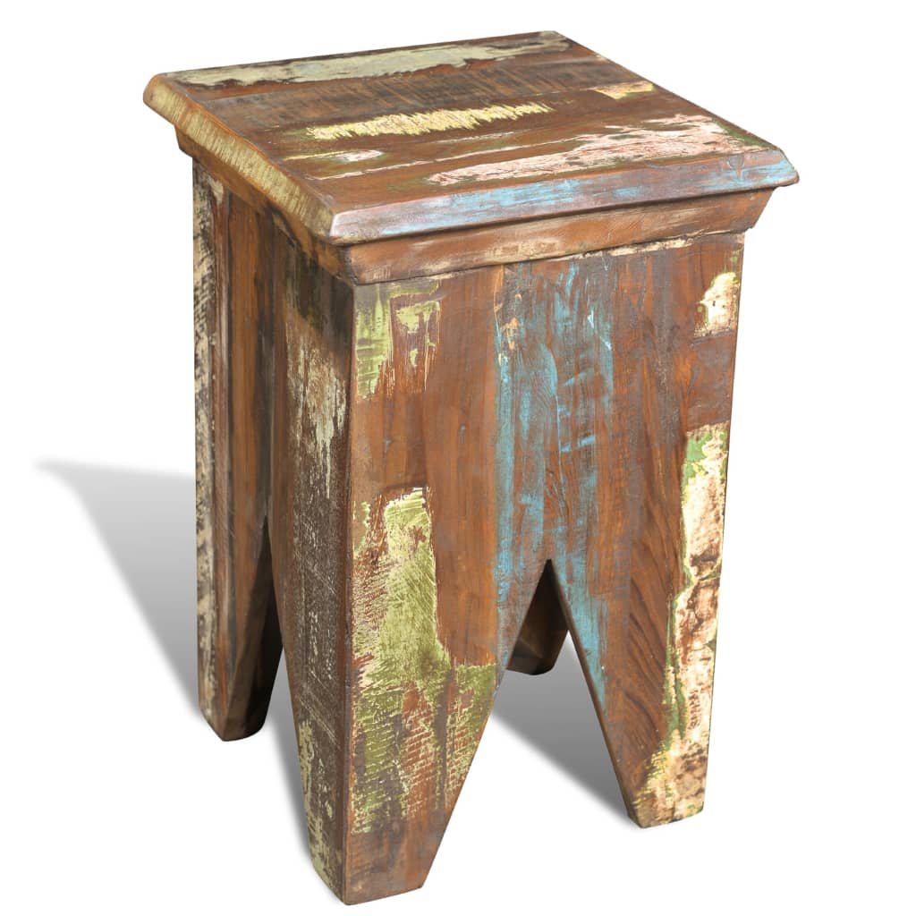 Stool, solid recycled wood