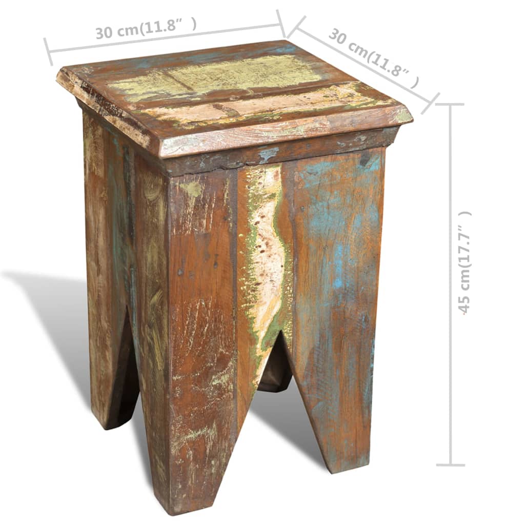 Stool, solid recycled wood