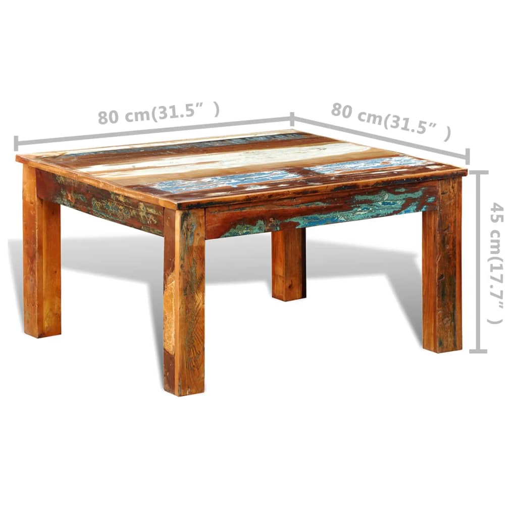 Coffee table, recycled wood, square