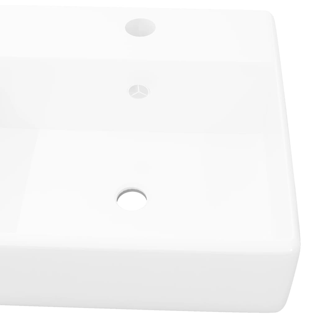 Square ceramic sink with overflow and drain 41 x 41 cm