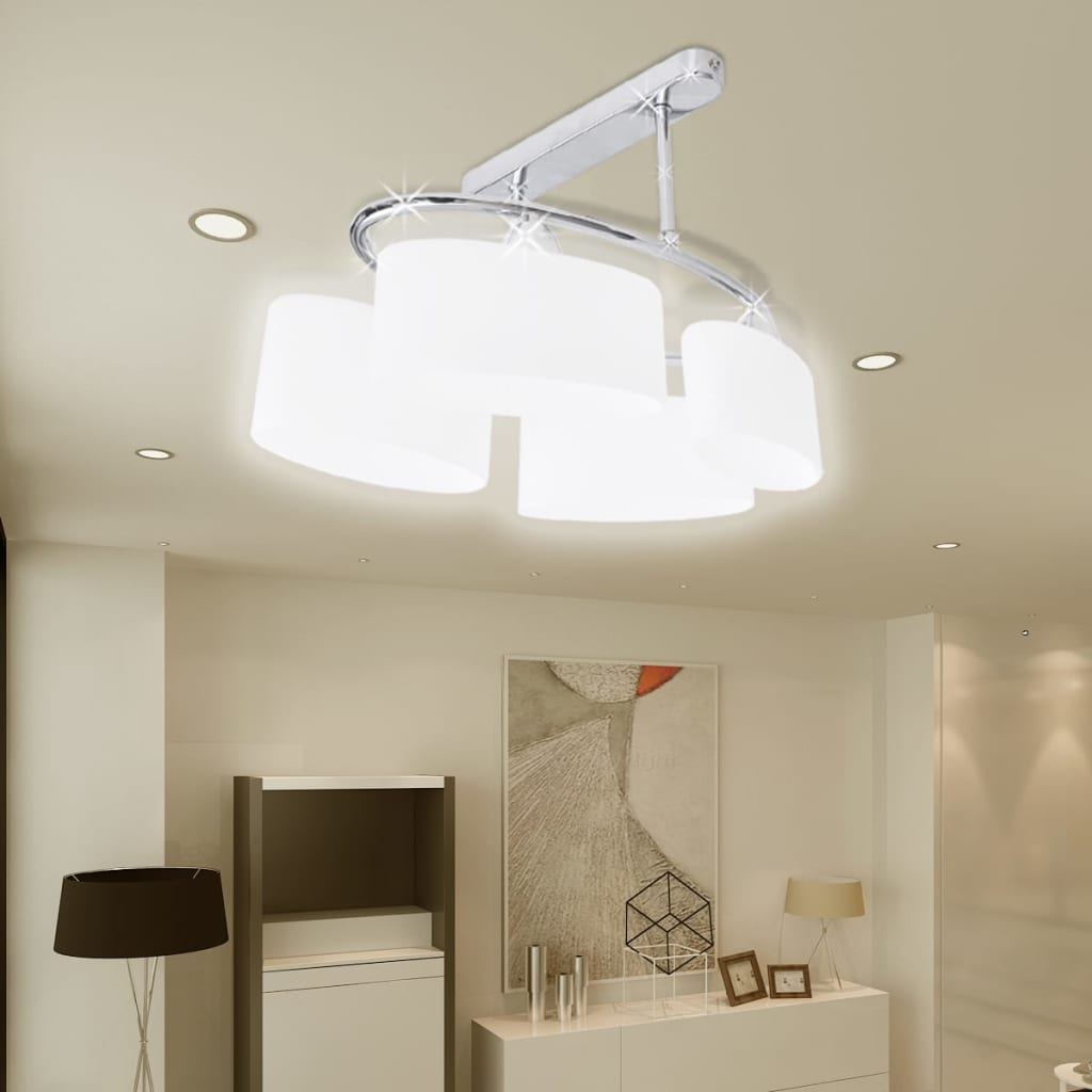 Ceiling lamp with ellipsoidal glass shades, for 4 E14 bulbs