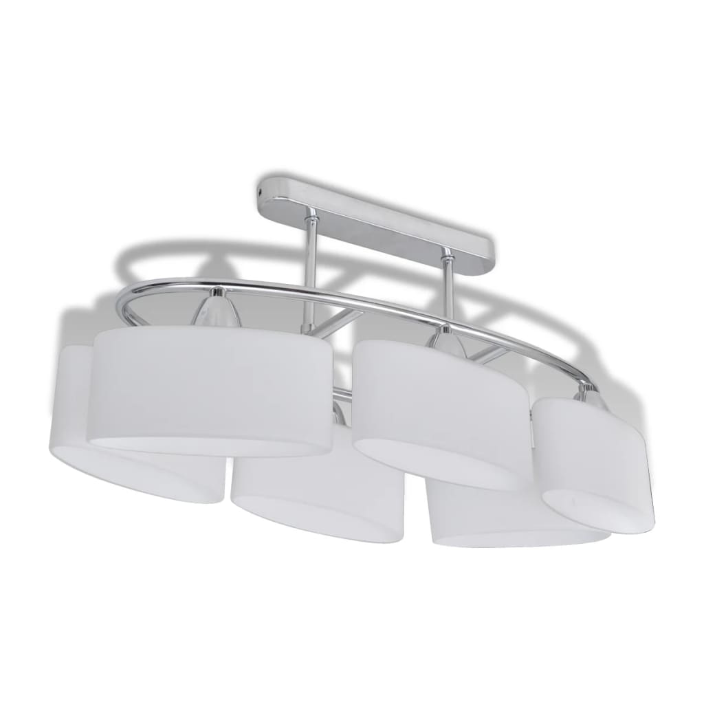 Ceiling lamp with ellipsoidal glass shades, for 6 E14 bulbs