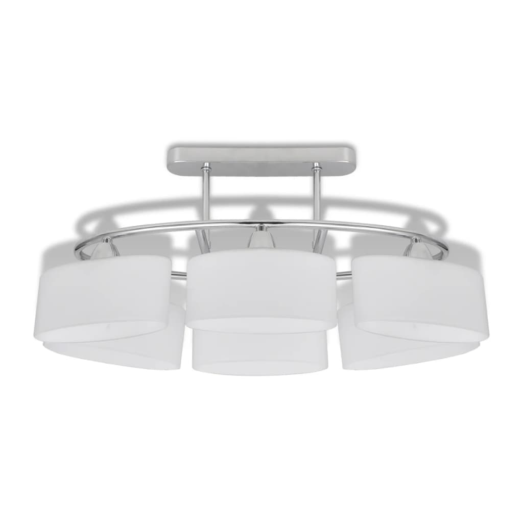 Ceiling lamp with ellipsoidal glass shades, for 6 E14 bulbs