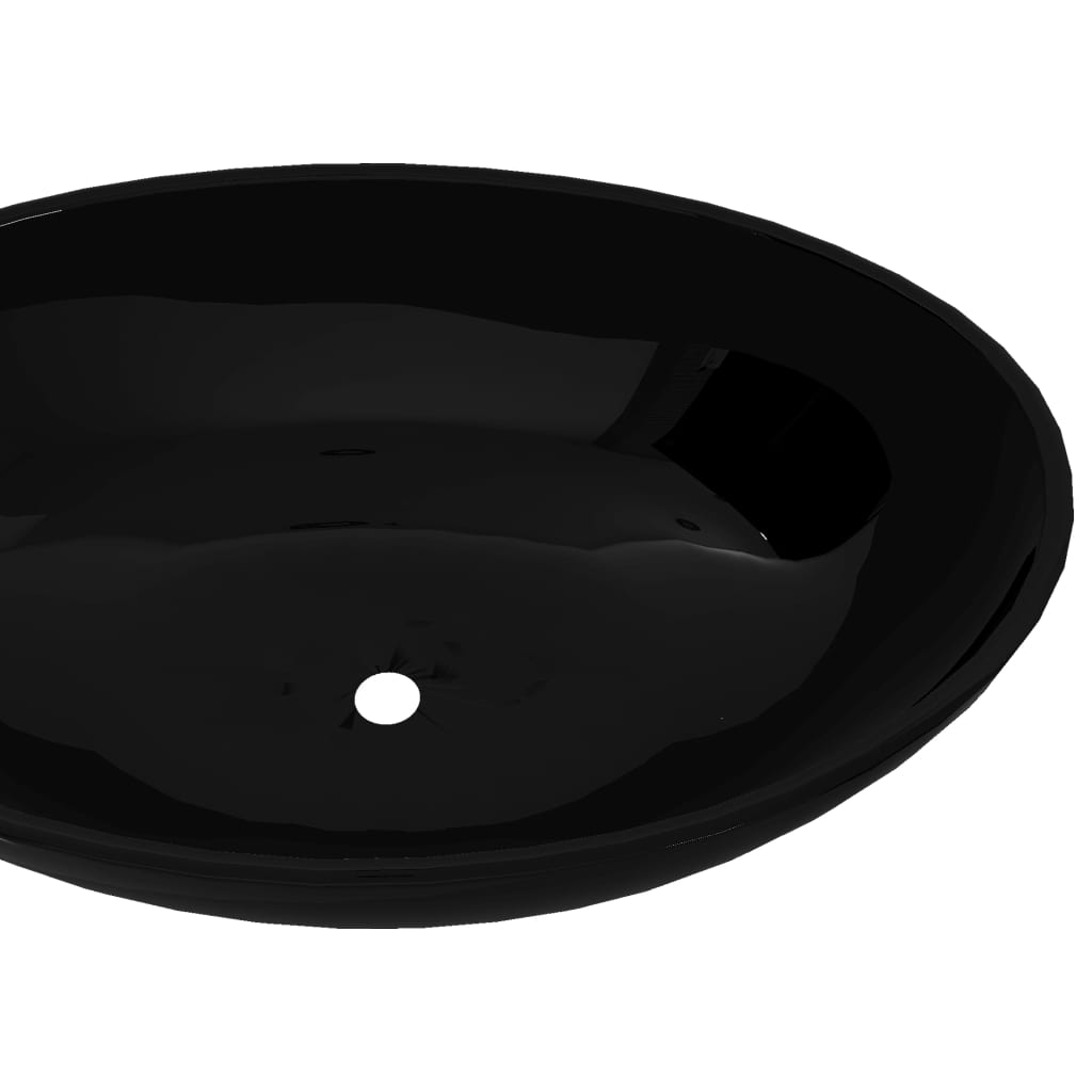 Oval sink, black, 40 x 33 cm, luxury ceramic