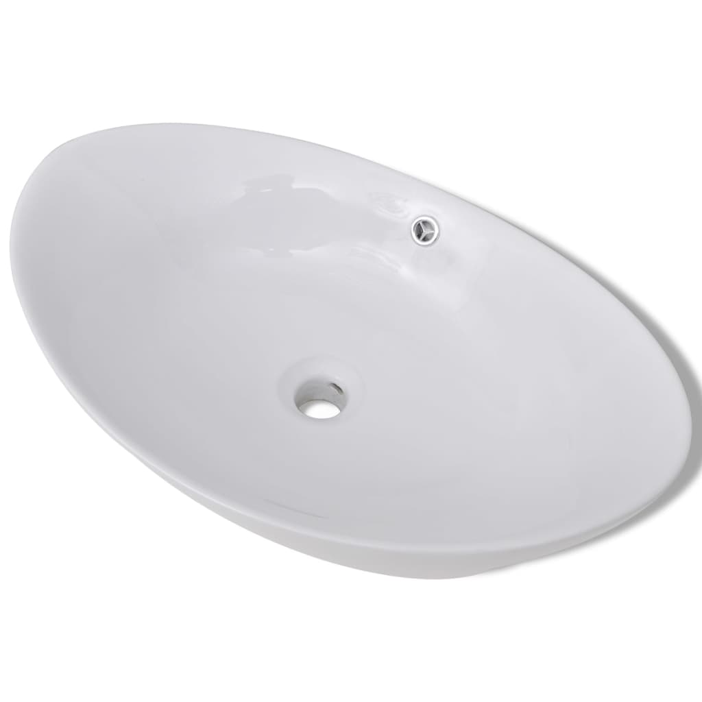 Oval sink with overflow, 59 x 38.5 cm, luxury ceramic