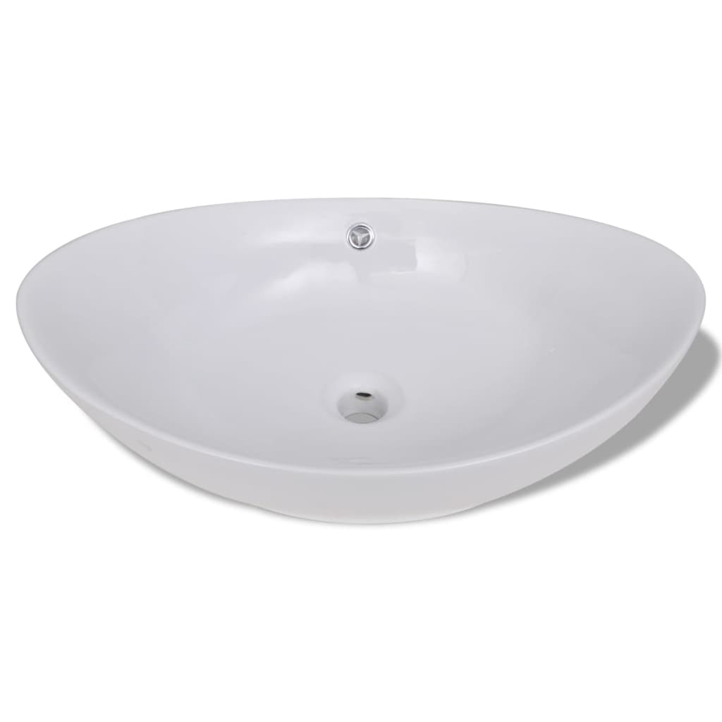 Oval sink with overflow, 59 x 38.5 cm, luxury ceramic