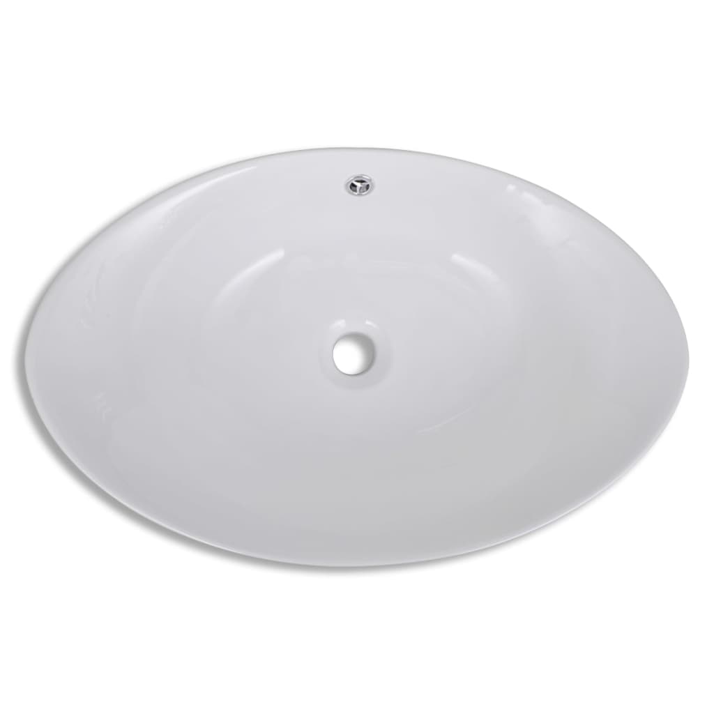 Oval sink with overflow, 59 x 38.5 cm, luxury ceramic