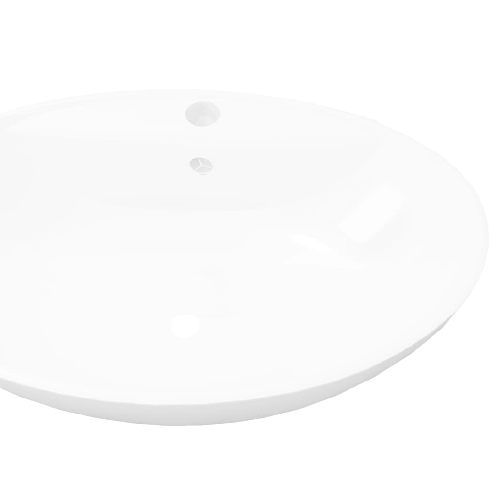 Oval sink with overflow &amp; tap hole, luxury ceramic