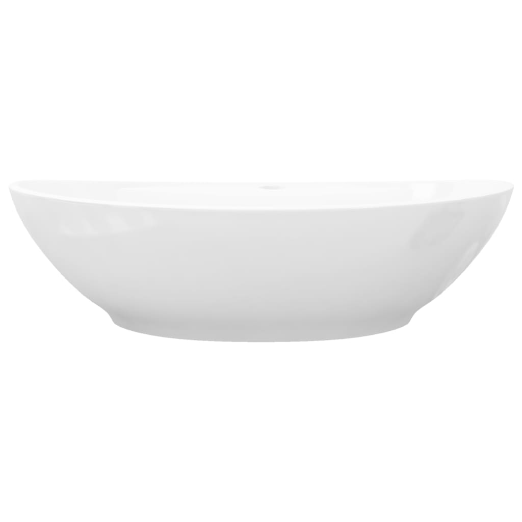 Oval sink with overflow &amp; tap hole, luxury ceramic