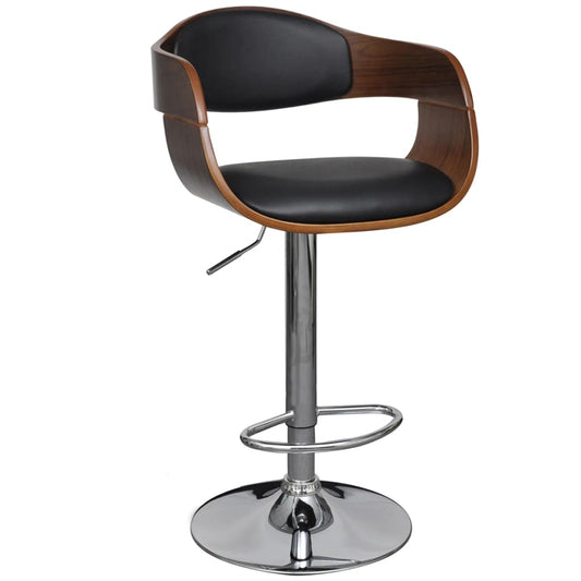 Bar stool, curved wood and eco-leather