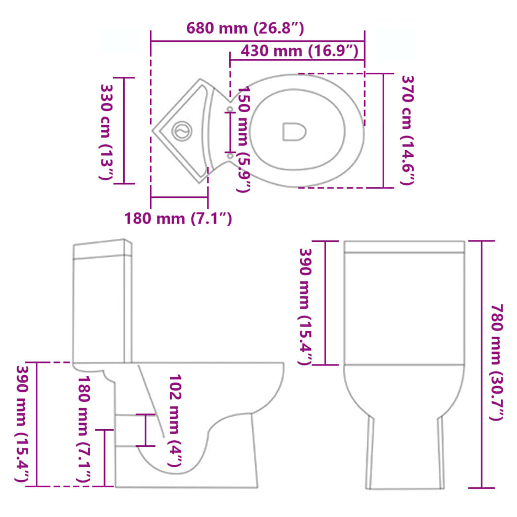 Ceramic toilet bowl, corner bathroom toilet, white