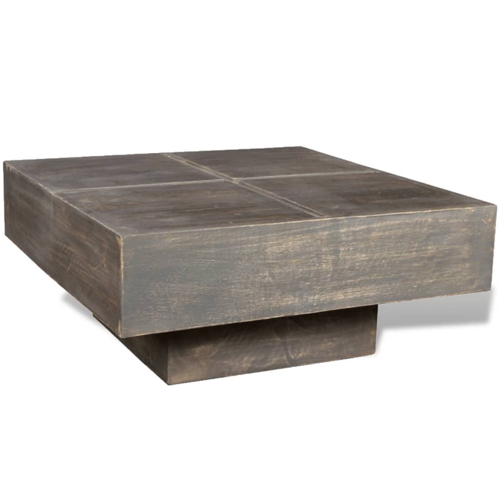 Square coffee table, dark brown, solid mango wood