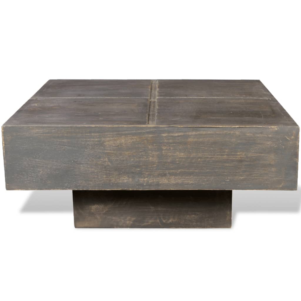 Square coffee table, dark brown, solid mango wood