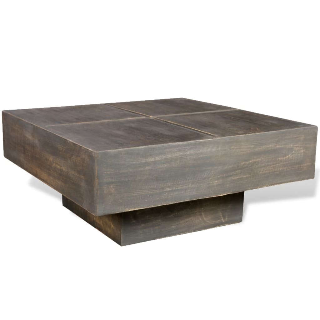 Square coffee table, dark brown, solid mango wood