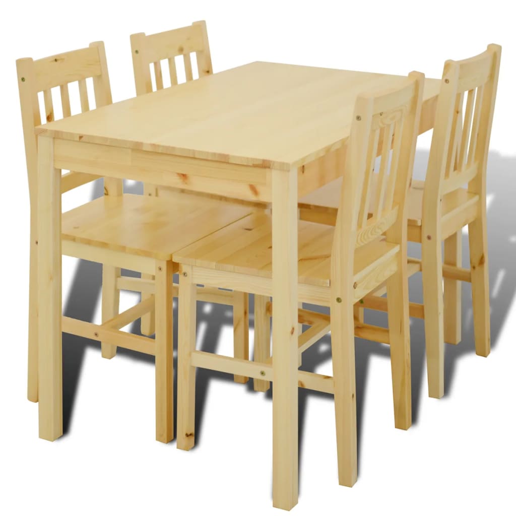 Wooden dining table with 4 chairs, natural