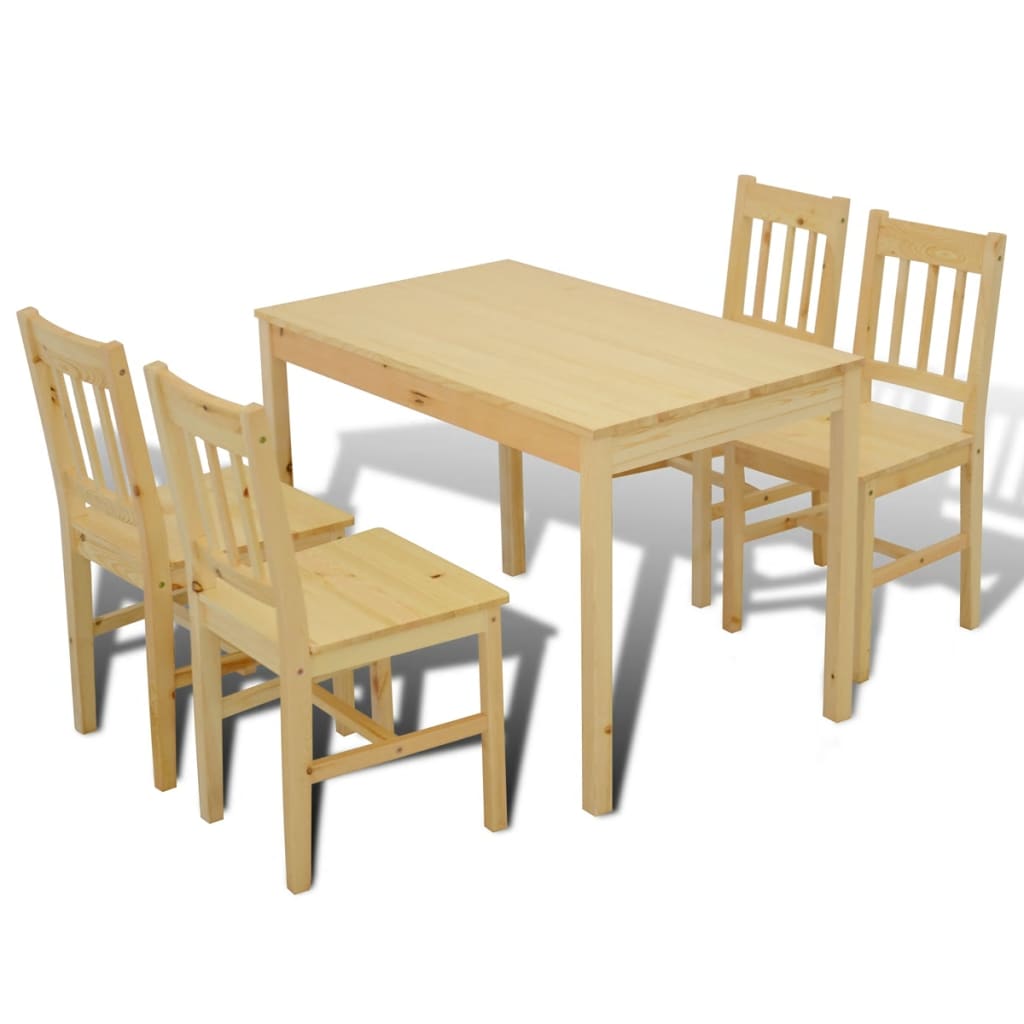 Wooden dining table with 4 chairs, natural