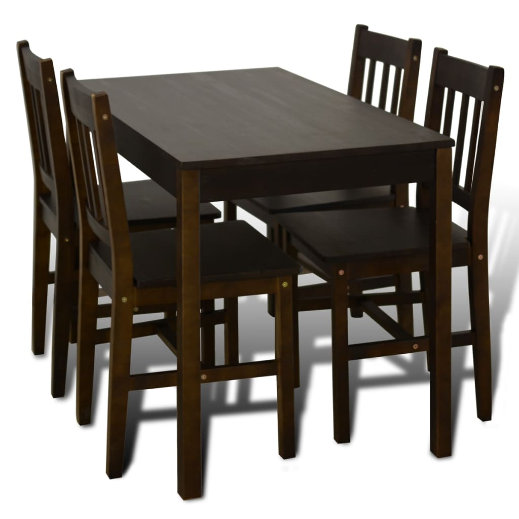 Wooden dining table with 4 chairs, brown