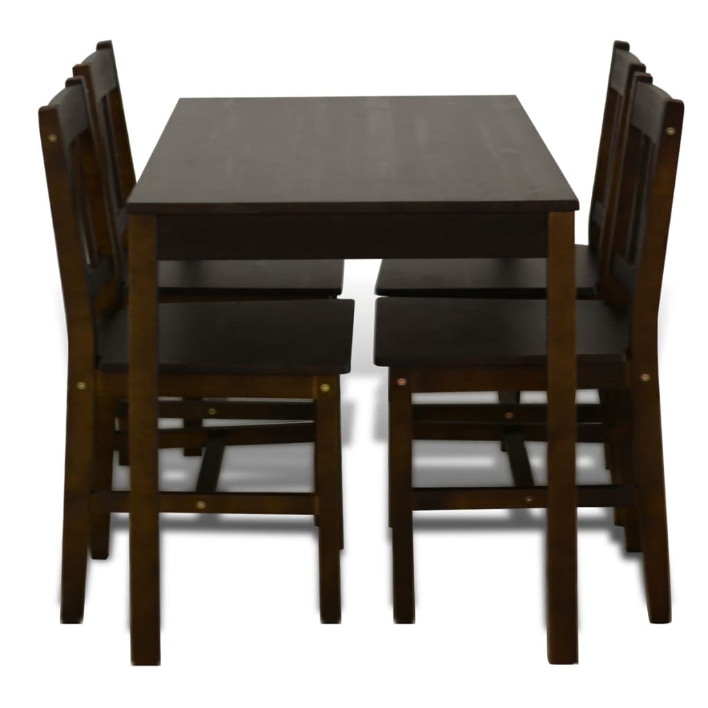 Wooden dining table with 4 chairs, brown