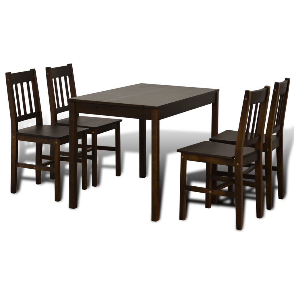 Wooden dining table with 4 chairs, brown