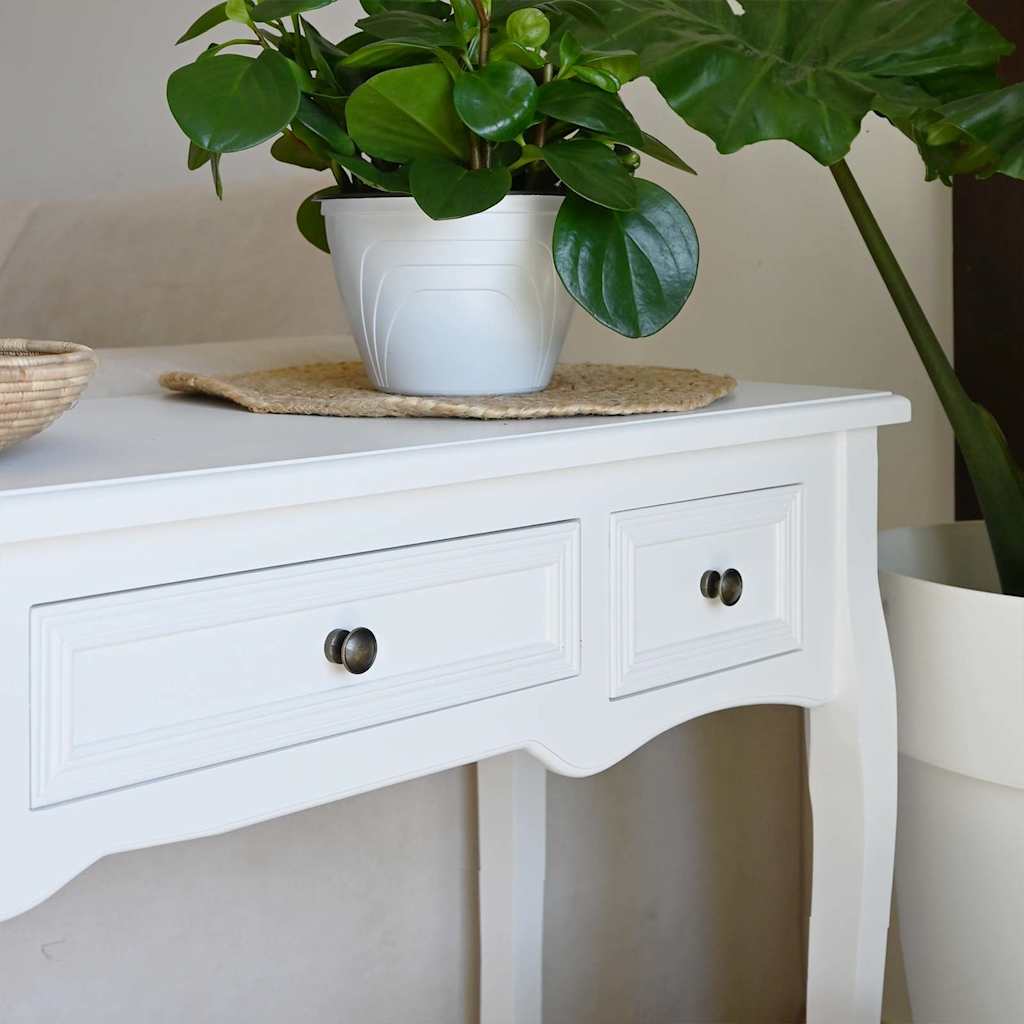 Console dressing table with three drawers, white